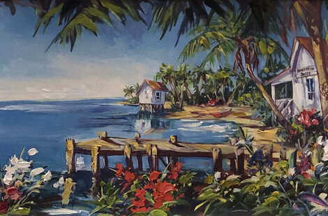 Window to Paradise 2004 - Embellished Giclee on Canvas   - Wavy Frame Limited Edition Print - Steve Barton