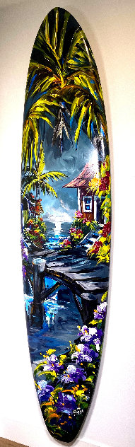 Untitled Hand Painted Surfboard 2016 92 in - California Original Painting by Steve Barton
