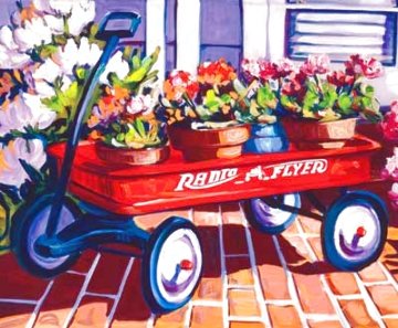 Red Wagon Embellished Limited Edition Print - Steve Barton Red Wagon Embellished Limited Edition Print - Steve Barton