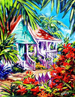 Caribbean Cottages 53x43 Huge Original Painting - Steve Barton Caribbean Cottages 53x43 Huge Original Painting - Steve Barton