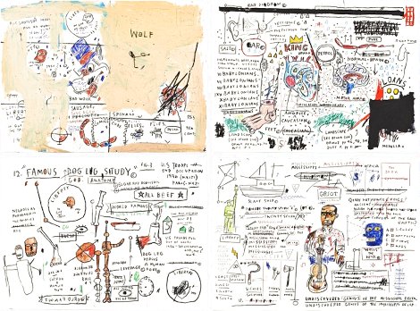 Wolf Sausage, King Brand, Dog Leg Study and Undiscovered Genius: Suite of 4 Limited Edition Print - Jean Michel Basquiat