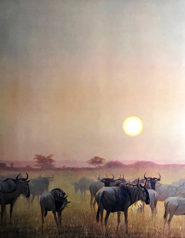 Wildebeest At Sunset 1975 Limited Edition Print - Robert Bateman