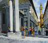 Waiting in Line At the Uffizi, Florence, Italy 2005 29x63 Huge Original Painting by Matthew Bates - 2