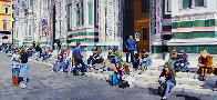 Sitting on the Steps of the Duomo 31x68 2009 31x68 Huge- Florence Italy Original Painting by Matthew Bates - 0 Sitting on the Steps of the Duomo 31x68 2009 31x68 Huge- Florence Italy Original Painting by Matthew Bates - 0