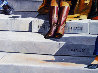 Sitting on the Steps of the Duomo 2009 31x68  -Huge - Florence, Italy Original Painting by Matthew Bates - 7