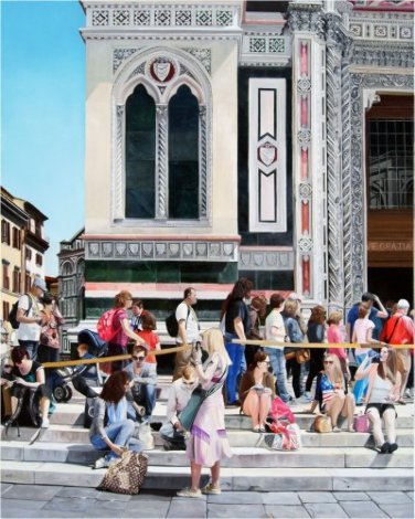 Entering the Duomo 2012 49x39  Huge Original Painting - Matthew Bates