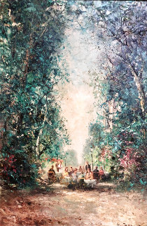 Garden Party 47x35 Huge Original Painting - Willi Bauer Garden Party 47x35 Huge Original Painting - Willi Bauer