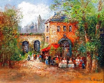 Cafe Garden 16x19 Original Painting - Willi Bauer
