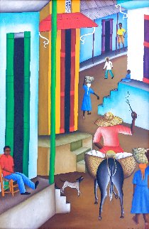 Untitled Oil on Wood 1962 28x20 Original Painting - Castera Bazile Untitled Oil on Wood 1962 28x20 Original Painting - Castera Bazile