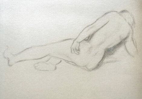 Untitled Nude Portrait Drawing 1939 8x10 Drawing - William Baziotes