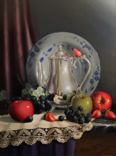 Reflections 1995 36x30 Original Painting - Charles Becker Reflections 1995 36x30 Original Painting - Charles Becker