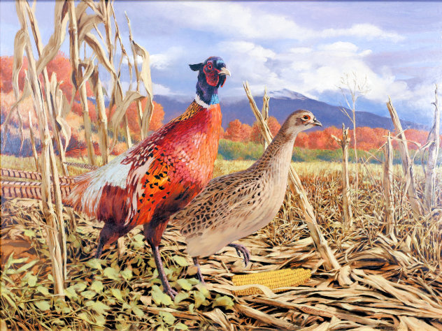 Autumn Harvest for Ring Neck Pheasants 1960 31x38 Original Painting by Tom Beecham