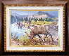 Bull Elk: A Creek Bed Confrontation 1960 32x39 Original Painting by Tom Beecham - 1