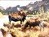 Moose Against the Mountains 1960 28x34 Original Painting by Tom Beecham - 0