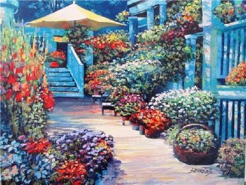 Nantucket Flower Market Embellished 2010 Limited Edition Print - Howard Behrens Nantucket Flower Market Embellished 2010 Limited Edition Print - Howard Behrens