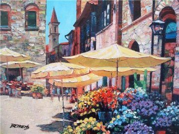 Siena Flower Market Embellished 2010 Limited Edition Print - Howard Behrens Siena Flower Market Embellished 2010 Limited Edition Print - Howard Behrens