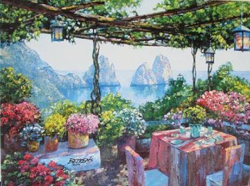 Table For Two in Capri 2010 Embellished Limited Edition Print - Howard Behrens Table For Two in Capri 2010 Embellished Limited Edition Print - Howard Behrens