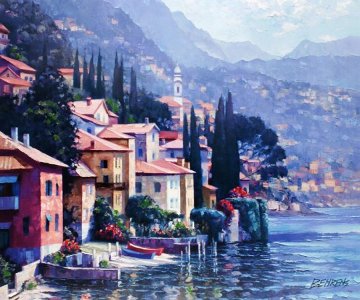 Impressions of Lake Como 2010 Embellished Limited Edition Print - Howard Behrens
