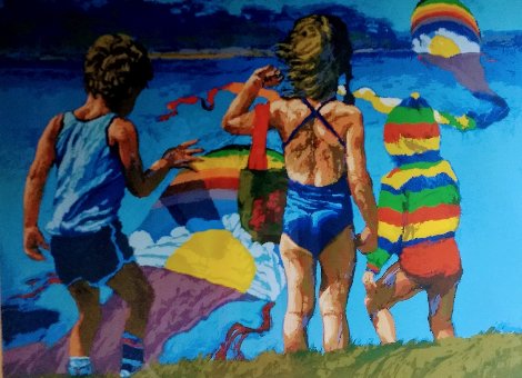 Kids And Kites 1982 Limited Edition Print - Howard Behrens