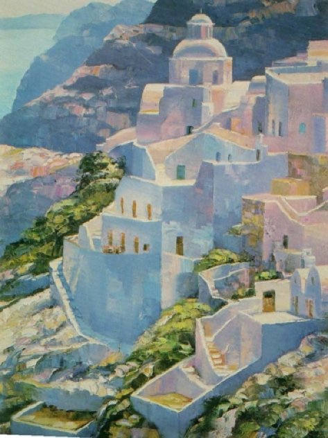 Hillside At Fira 1988 Limited Edition Print by Howard Behrens