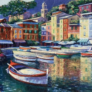 Portofino Harbor 1992 Embellished Limited Edition Print - Howard Behrens Portofino Harbor 1992 Embellished Limited Edition Print - Howard Behrens