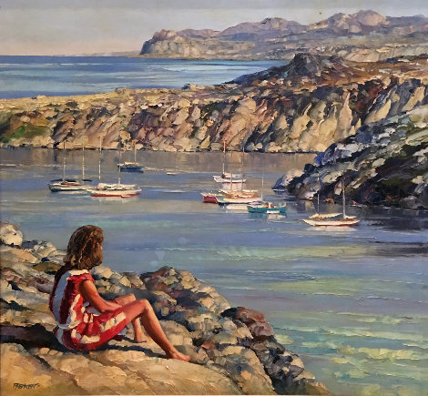 Untitled Seascape 49x53 Huge Original Painting - Howard Behrens
