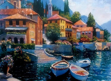 Lake Como Landing 2000 Embellished - Italy Limited Edition Print - Howard Behrens