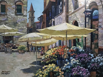 Siena Flower Market 2000 Embellished Limited Edition Print - Howard Behrens Siena Flower Market 2000 Embellished Limited Edition Print - Howard Behrens