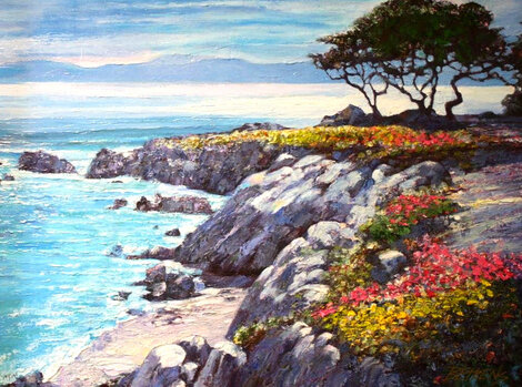 Monterey Bay After the Rain Embellished Giclee on Canvas - California Limited Edition Print - Howard Behrens
