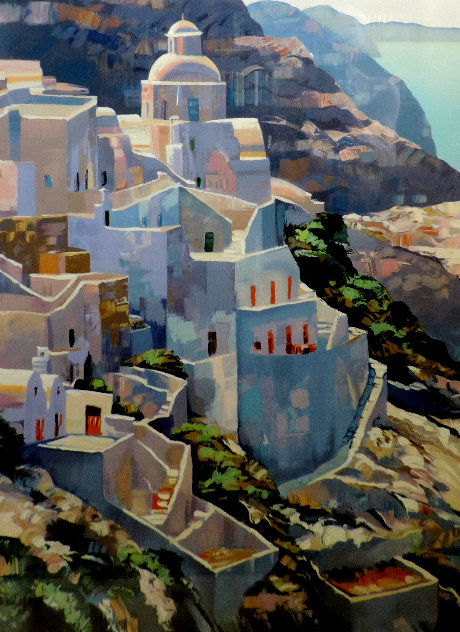 Hillside At Fira Limited Edition Print by Howard Behrens