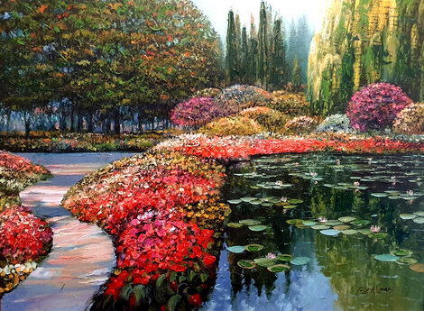 Colors of Giverny 2010  Embellished Giclee on Canvas - France Limited Edition Print - Howard Behrens