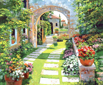 Villa Cipriani 2009 Huge and Heavily Embellished Limited Edition Print - Howard Behrens Villa Cipriani 2009 Huge and Heavily Embellished Limited Edition Print - Howard Behrens
