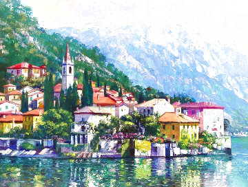 Reflections of Lake Como 2003 Embellished - Huge - Italy Limited Edition Print - Howard Behrens