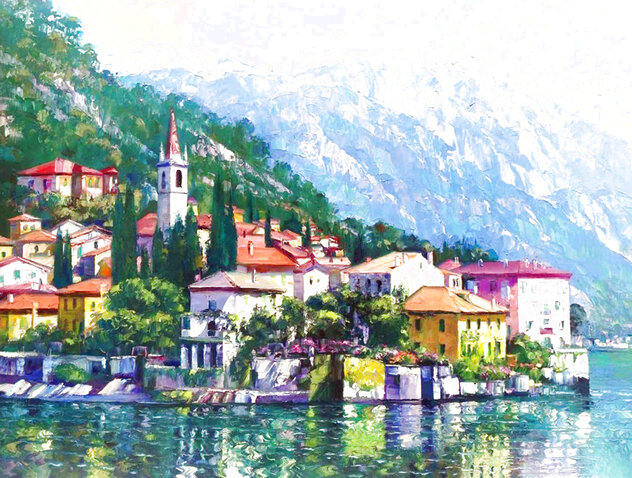 Reflections of Lake Como 2003 Embellished Giclee on Canvas  - Huge - Italy Limited Edition Print by Howard Behrens