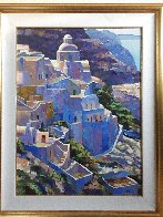 Hillside At Fira 1988 Heavily Embellished Limited Edition Print by Howard Behrens - 1