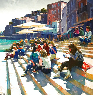Meeting At the Steps 1985 55x65 - Huge Original Painting - Howard Behrens Meeting At the Steps 1985 55x65 - Huge Original Painting - Howard Behrens