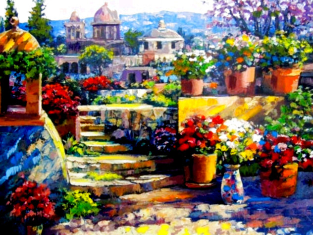 Domes of Mexico 2003 Embellished on Canvas  - Huge Limited Edition Print by Howard Behrens