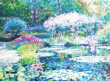 Giverny Lily Pond Uique Proof 2010 24x36 Original Painting - Howard Behrens