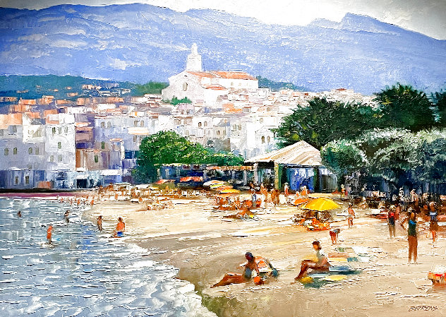 Along the Costa Bravo 41x50 Huge Painting  - Spain - Espagna Original Painting by Howard Behrens