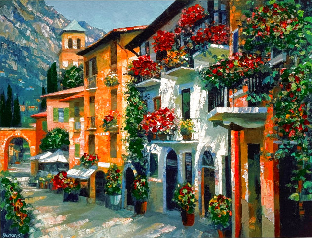 Village Hideaway 2000 Embellished - Signed Twice Limited Edition Print by Howard Behrens