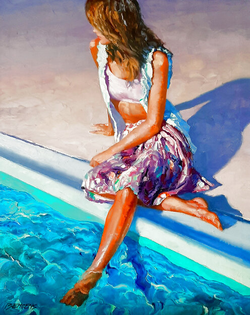 Contemplation Painting 1980 38x30 Original Painting - Howard Behrens