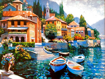 Lake Como Landing AP 2001 Embellished - Huge - Italy Limited Edition Print - Howard Behrens