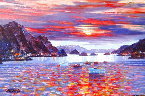 Amalfi Sunset Heavily Embellished 2010 - France Limited Edition Print - Howard Behrens