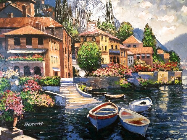 Lake Como Landing 2005 Embellished - Italy Limited Edition Print by Howard Behrens