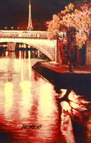 Twilight on the Seine I 2010  Embellished - Paris, France Limited Edition Print - Howard Behrens