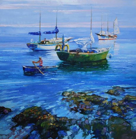 Summer Sea 43x43 - Huge Original Painting - Howard Behrens