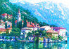 Reflections of Lake Como 2000 - Framed Embellished Lithograph on Canvas - Huge - Italy Limited Edition Print by Howard Behrens - 0