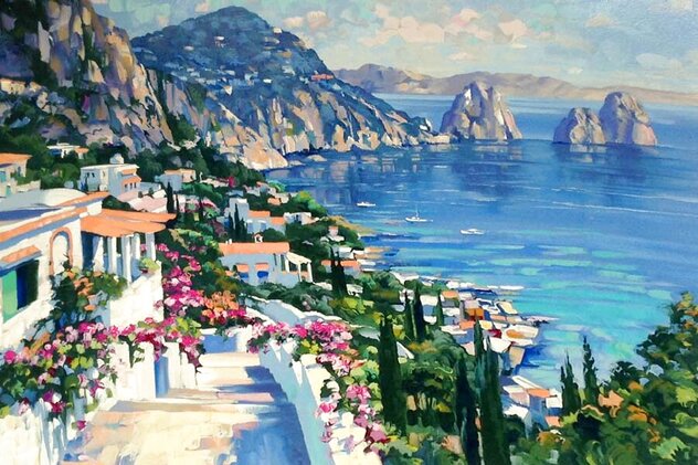 Isle of Capri - Framed Serigraph on Canvas - Huge - Italy Limited Edition Print by Howard Behrens