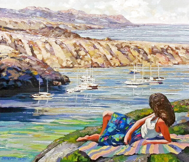 Coast of Rhodes 1991 - Huge 42x48 - Greece by Howard Behrens