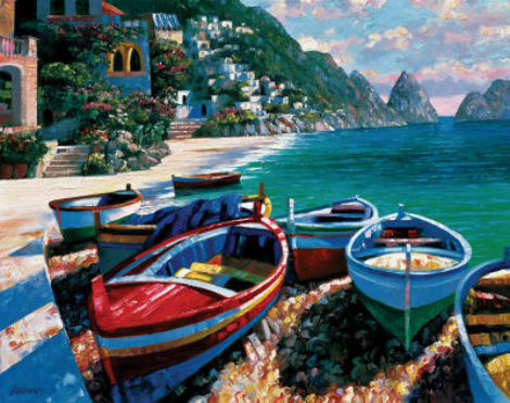 Capri Cove, France 2001 Embellished Limited Edition Print - Howard Behrens